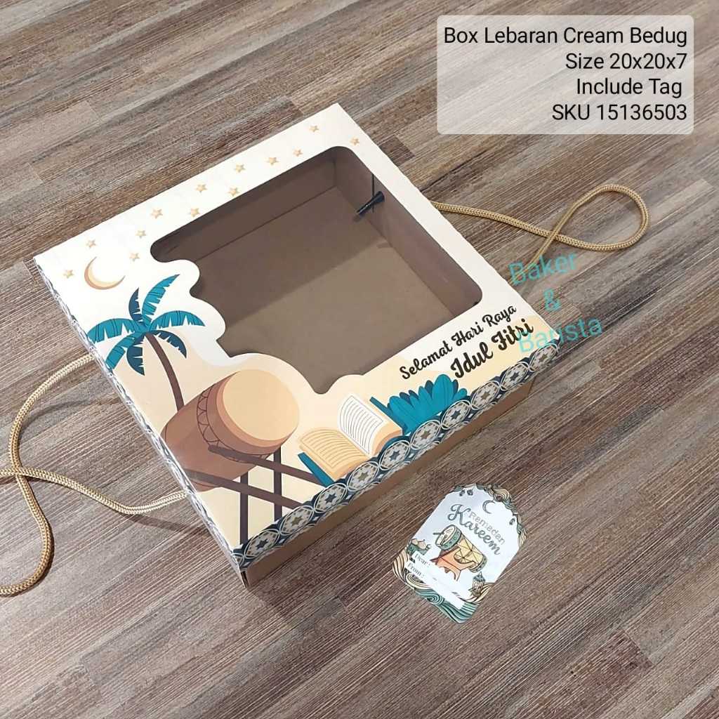 

Box lebaran Cream Bedug 20x20x7cm kotak brownies lebaran dus kue kue tart lapis Box hampers gift Idul fitri