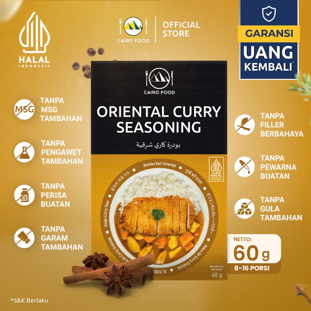 

Bumbu Oriental Curry Sehat – Tanpa MSG, 100% Rempah Murni | Cairo Food
