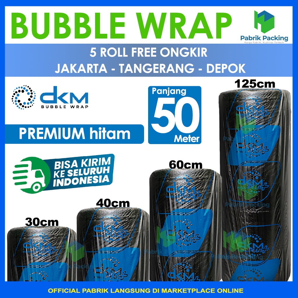 

PLASTIK BUBBLE WRAP HITAM TEBAL / BUBBLE WRAP MURAH DKM 50 meter