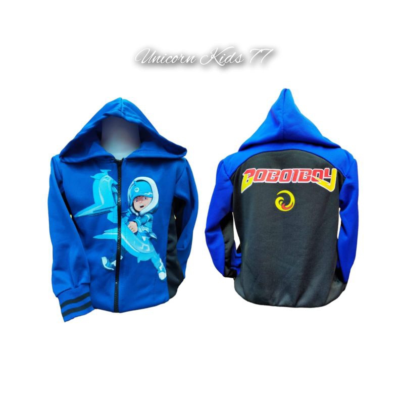 Model Terbaru/Jaket Anak Laki Laki Boboiboy Bahan Fleece/Kids Jacket/Jaket BoBoiBoy Ice Arrow Blue/J