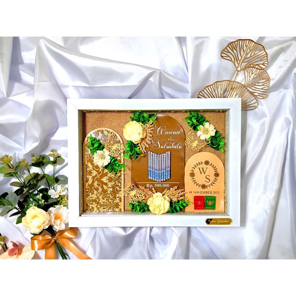 Frame Mahar Pernikahan Rustic / Mahar Pernikahan Custom Ukuran 30x40 cm