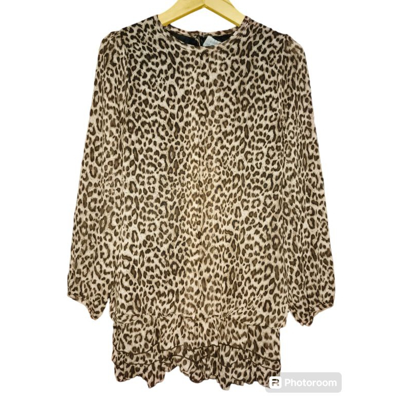 baju atasan blouse motif macan leopart tunik bahan adem no terawang