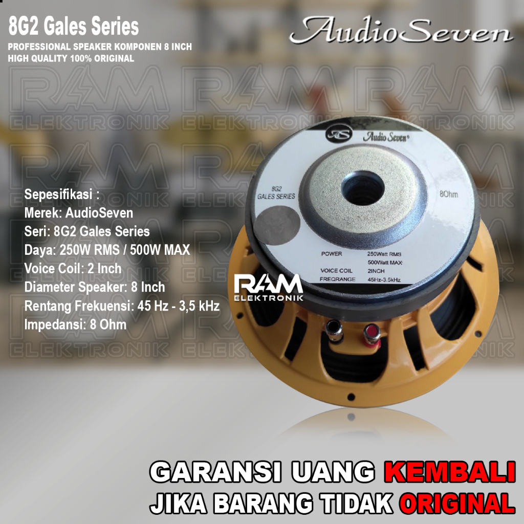 Komponen Speaker 8 Inch AUDIO SEVEN 8G2 | 8 G2 Original MAX 500 Watt