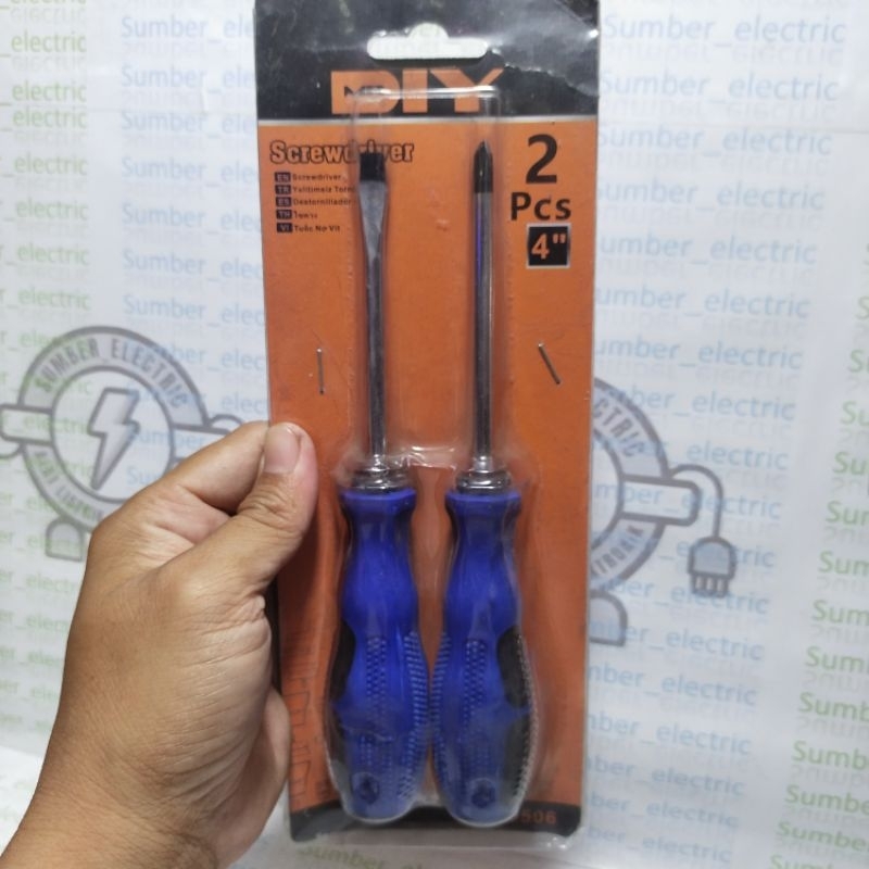 Obeng plus minus ukuran 4" inch 1 set 2 pcs by MR DIY