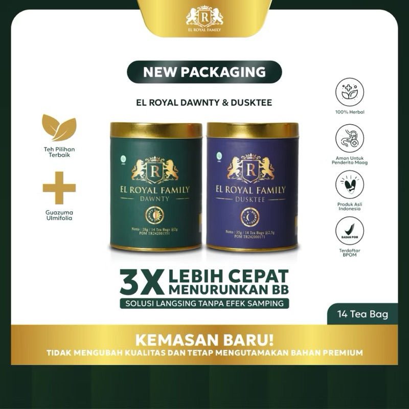 

El Royal Premium Herbal Tea | Teh Pelangsing | Teh Diet | Teh Herbal | Morning Slimming Tea & Night Slimming Tea | 1 Paket