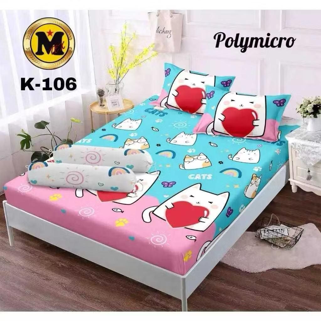 (TERBARU) sprei set karakter motif Cat Love murah tebal premium ukuran 180x200 160x200 120x200 kain 