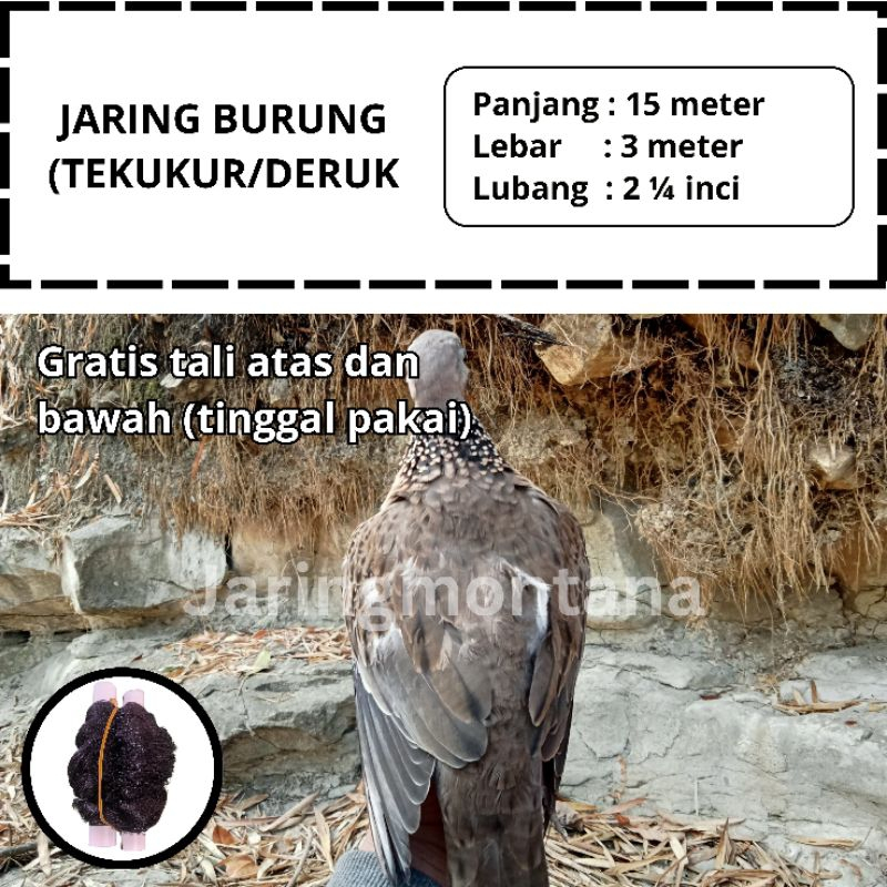 PIKAT BURUNG TEKUKUR JARING WARNA HITAM PANJANG 15 METER LUBANG 2 INCI COCOK UNTUK TEKUKUR