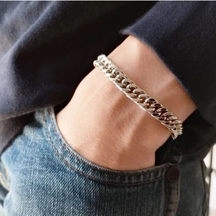 gelang rantai pria titanium model rantai double / gelang pria macho keren terbaru