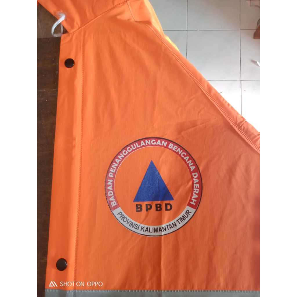 Jas Hujan Custom BPBD Sablon Depan Belakang (sablon 4 warna)