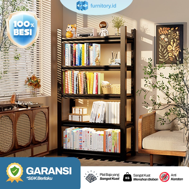 [100% Besi] Rak Buku Besi Rak Buku Serbaguna Rak Buku Besi Minimalis Rak Besi Susun Perpustakaan