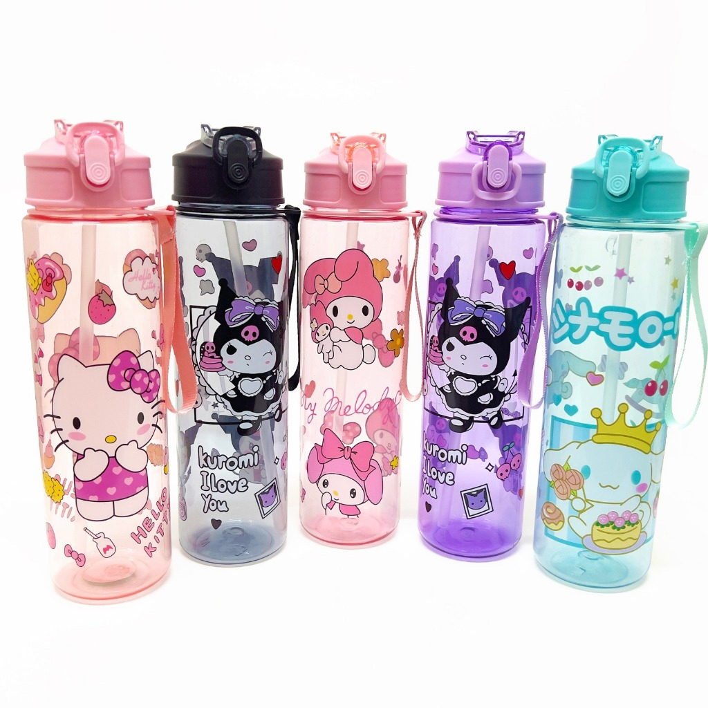 *Botol Minum Sanrio Bahan Tritan New Design Free 900 ml Karakter Lucu