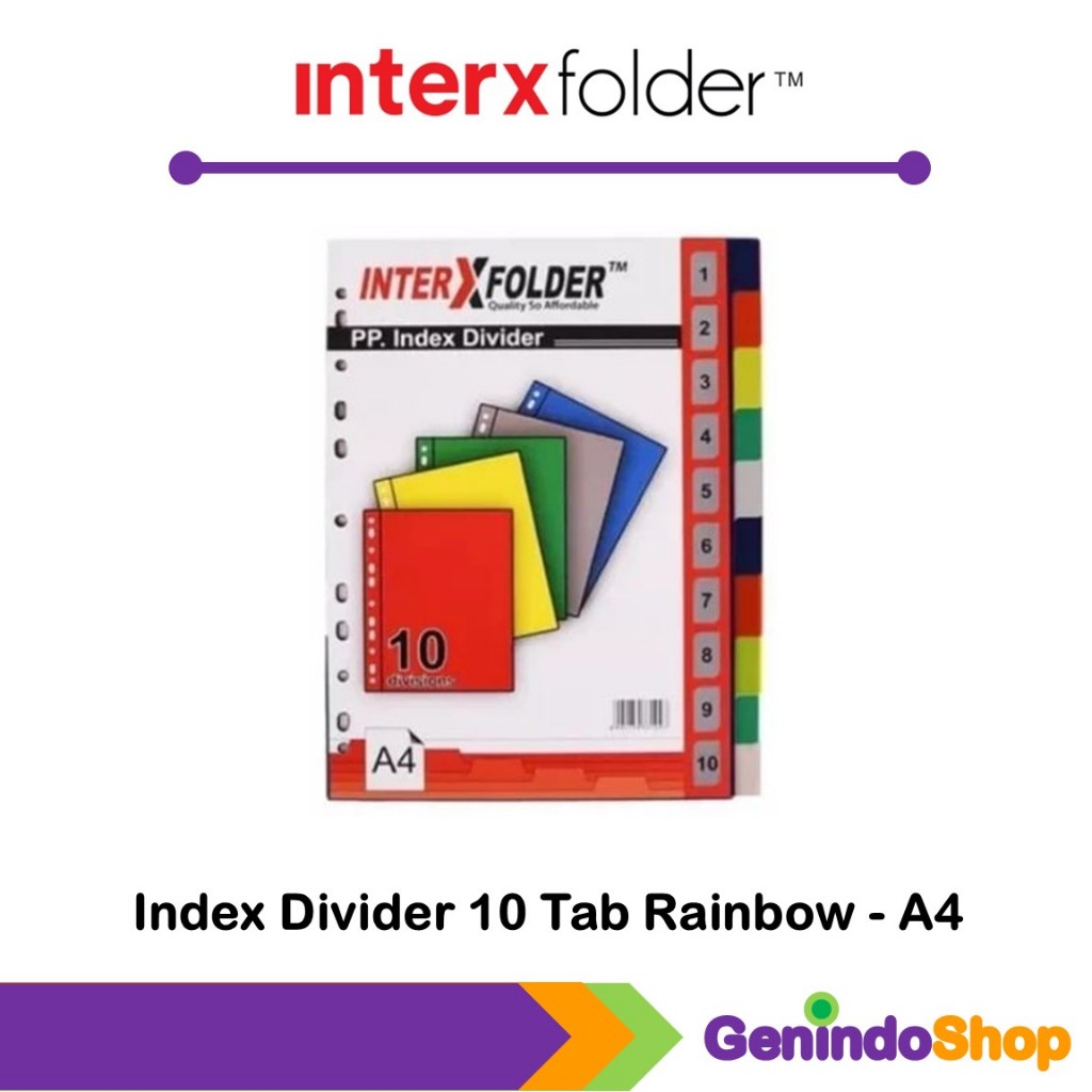 

Pembatas Kertas Ordner / Index Divider A4 10 Tab Interxfolder