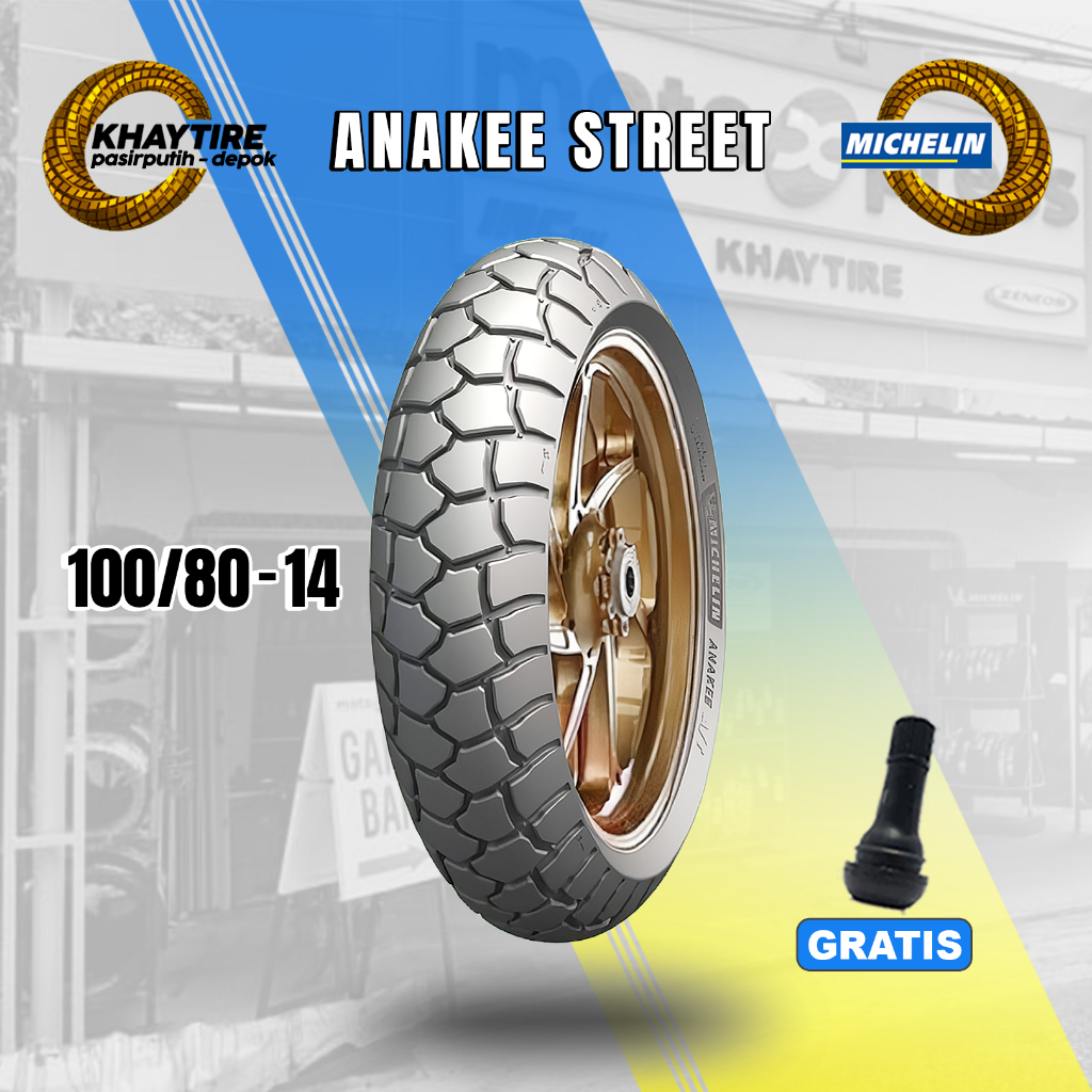 Ban Motor Matic MICHELIN ANAKEE STREET 100/80 Ring 14 Tubeless