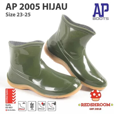 AP Boots 2005 HIJAU POLOS Boot Pendek Karet Wanita Original
