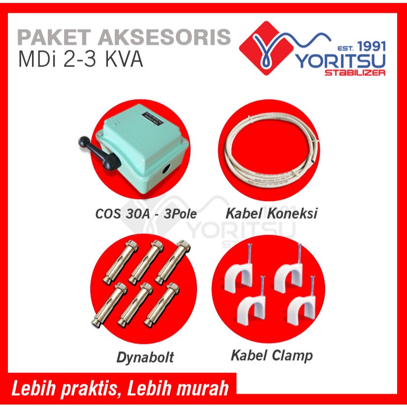 Voltage Stabilizer Listrik Stavolt Yoritsu PAKET AKSESORIS 2-3 KVA MDi Series