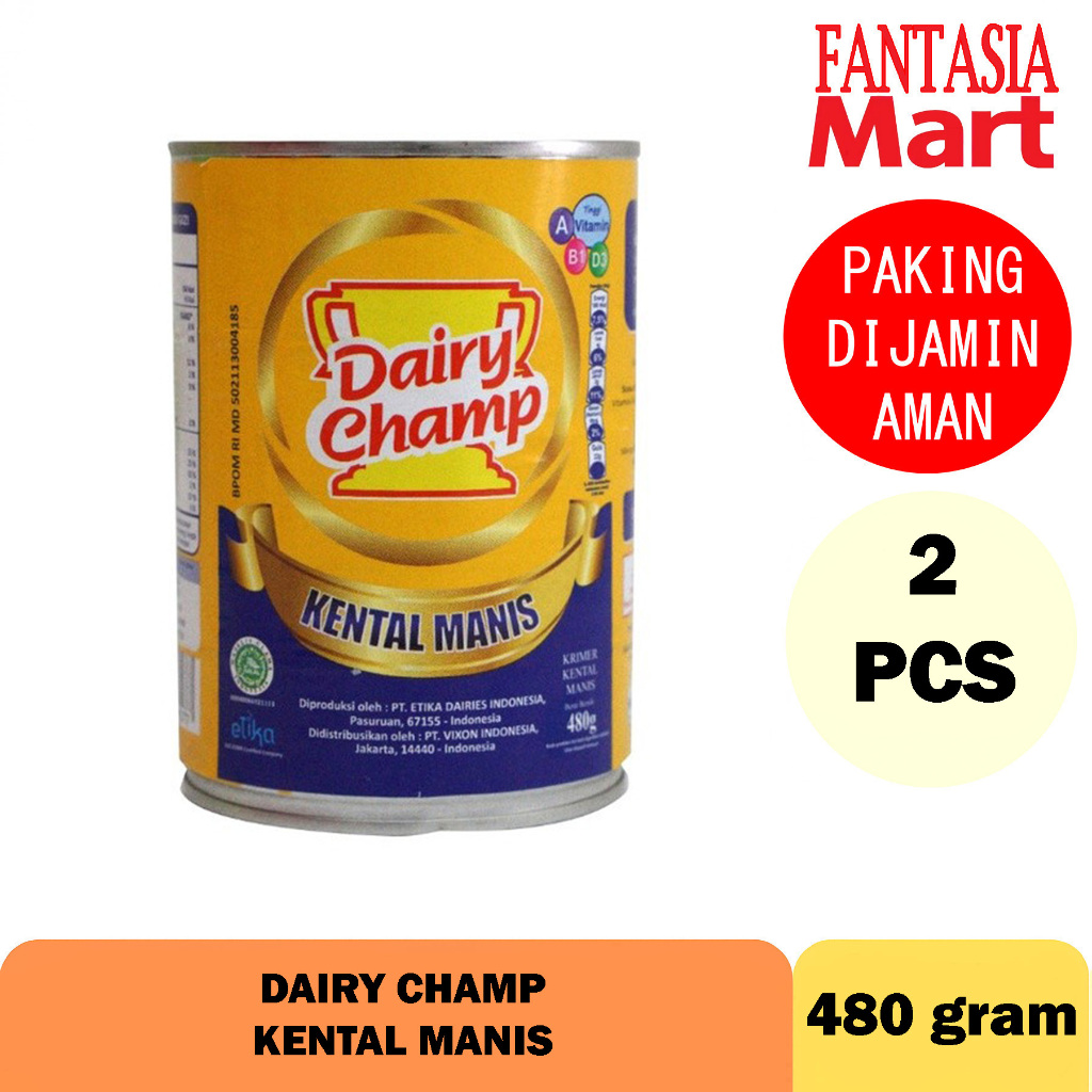 

DAIRY CHAMP SUSU KRIMER KENTAL MANIS PACK ISI 2 PCS TIN KALENG 480 GRAM FANTASIA DENGAN PAKING AMAN