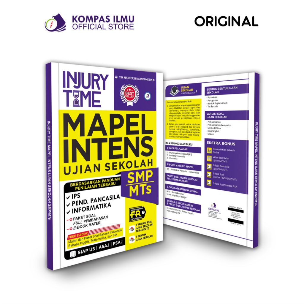 Buku Ujian Sekolah UN kelas 9 Injury Time Mapel Intens SMP MTS IPS Pancasila Informatika