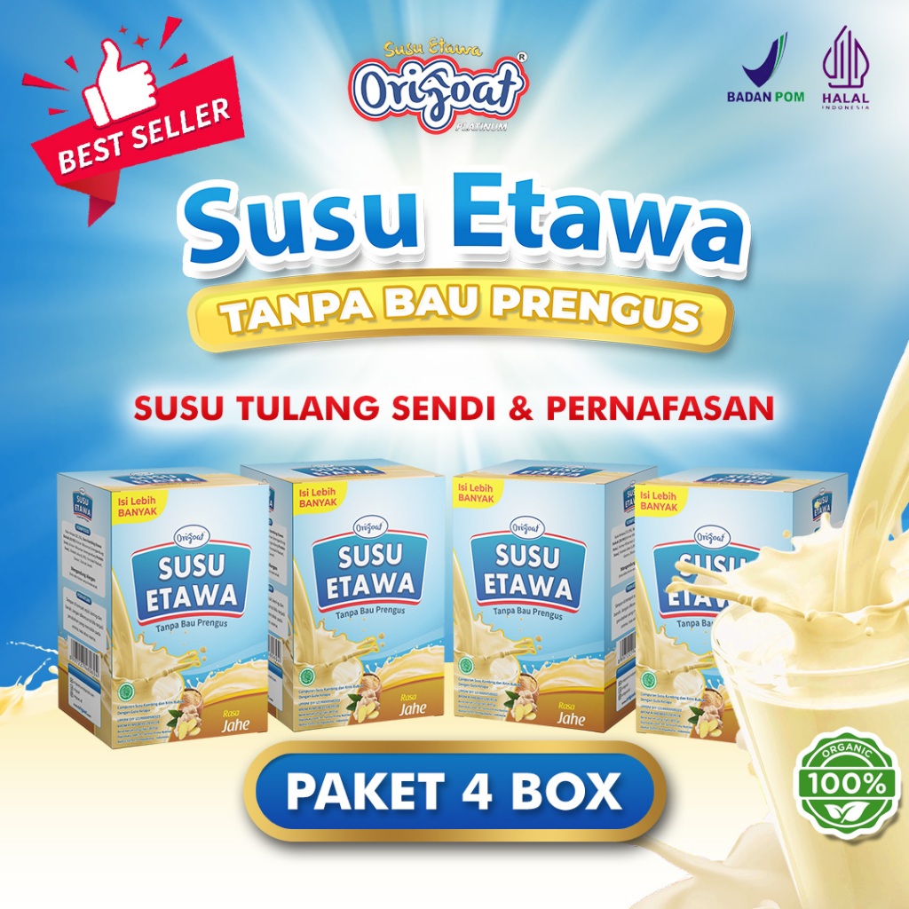 

Susu Origoat Susu Kambing Etawa Herbal Alami Kemasan 500 gram - Susu Origoat Untuk Nyeri Sendi dan Asam Urat Cocok untuk Pegal Linu - Susu Origoat untuk Syaraf Kejepit dan Osteoporosis Susu Origoat Resmi BPOM 4 box