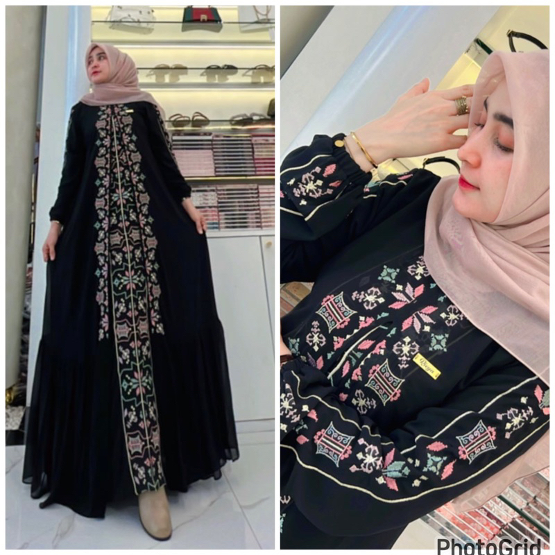 GAMIS BORDIR ACEH TERBARU motif pintu aceh terviral,gamis muslim wanita