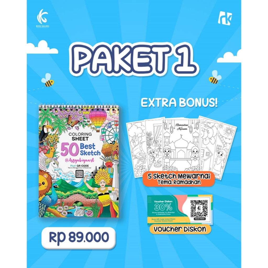 Buku Anak - Coloring Sheet 50 Best Sketch - Assyabiyaart  - Bukukaluku