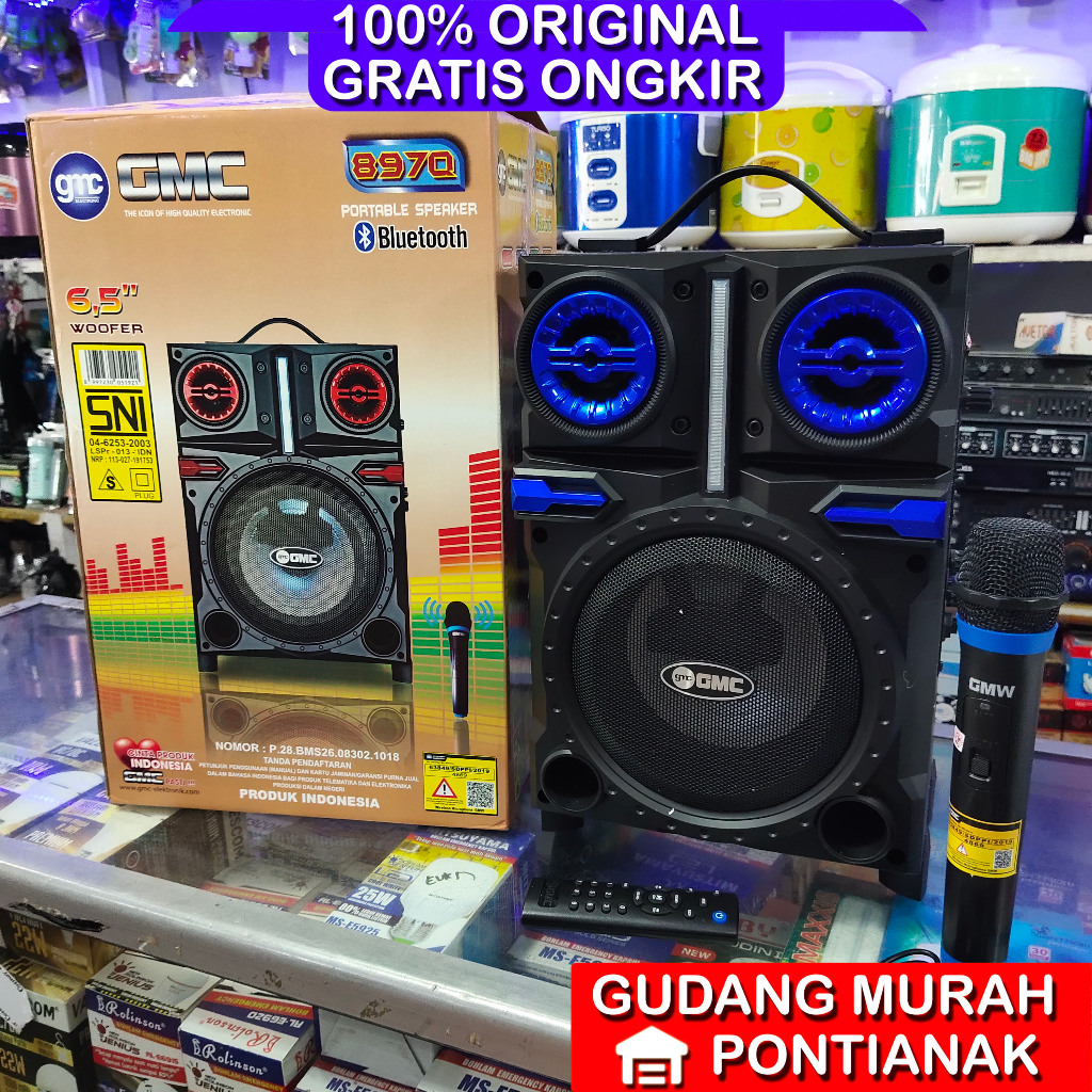 Speaker GMC Body Besar 6,5" Bluethoot Mic Wireless Salon 897Q