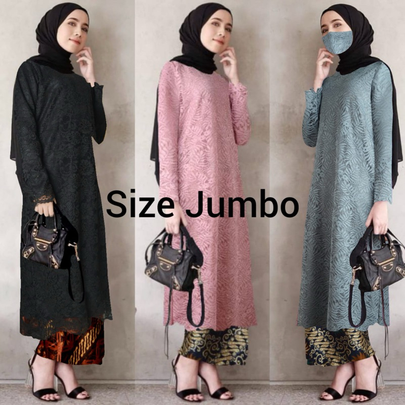 Setelan kebaya brukat jumbo ld 120 Atasan kebaya modern terbaru RNB