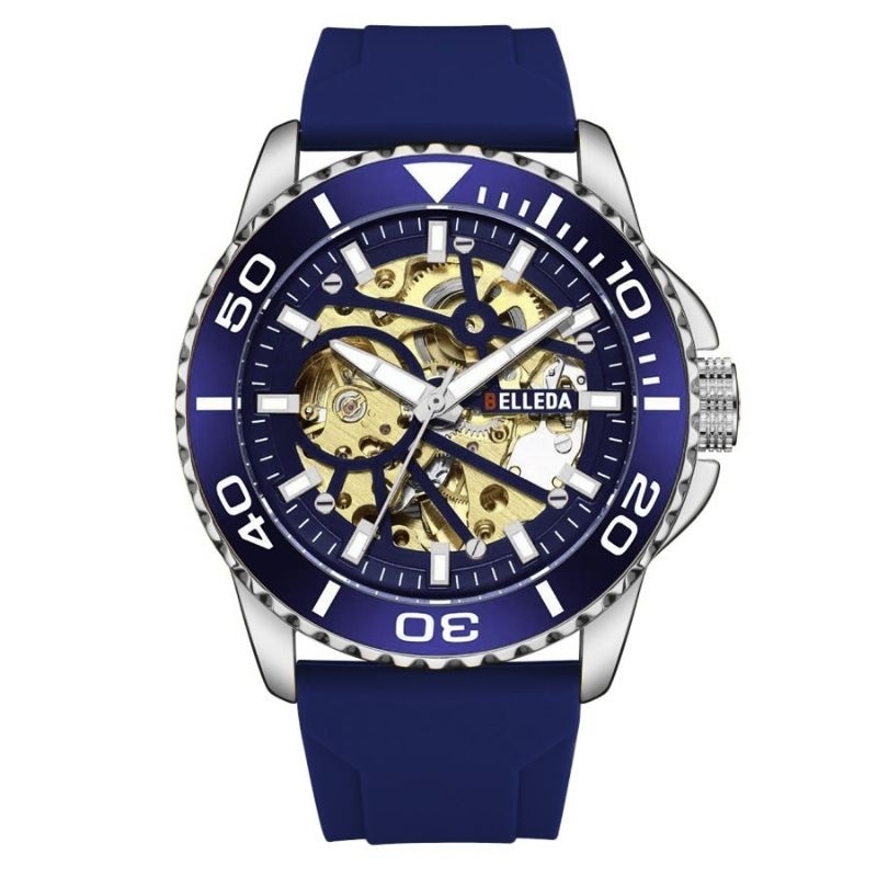 Belleda Jam Tangan Pria Automatic SN 9485 Strap Rubber Bergaransi Tahan Air Original