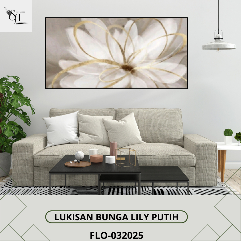 Lukisan Dinding Bunga Lily Putih  KODE FLO-032024
