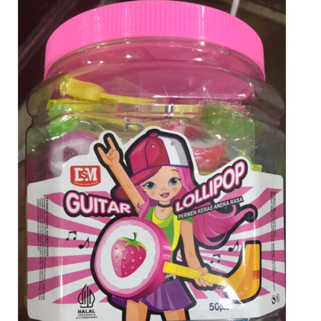 

GUITAR LOLLIPOP PERMEN 1 Toples isi 30 pcs