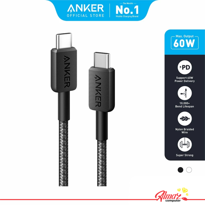 Kabel Charger Anker 322 Type C To Type C Cable (3ft Braided)