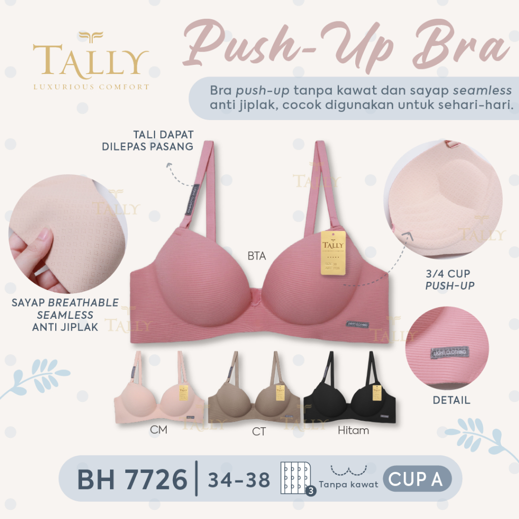 Bh Bra BUSA TEBAL Tally 7726 (Cup A) Push Up Tanpa Kawat |fyky