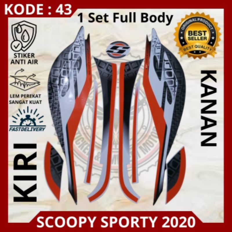 Stiker/striping motor Honda Scoopy sporty tahun 2020/stiker Scoopy sporty 2020/decal Scoopy sporty 2