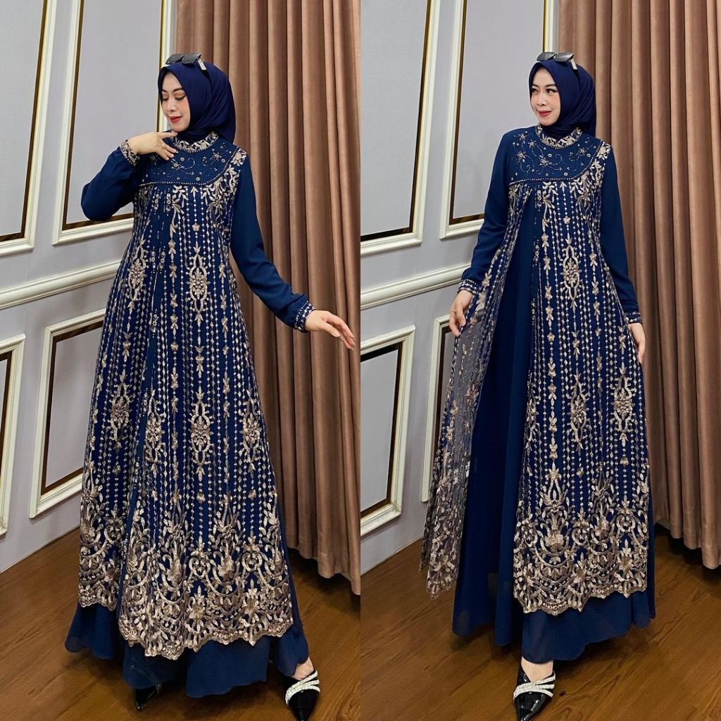 Gamis Wanita Laura Dress Brokat Wanita Kekinian