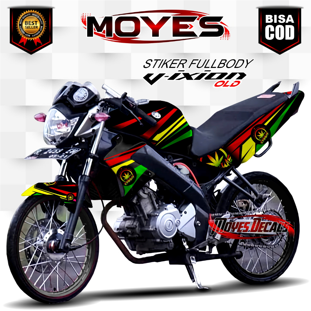 Stiker Decal Variasi Motor Vixion Old Fullbody Motif Rasta Keren