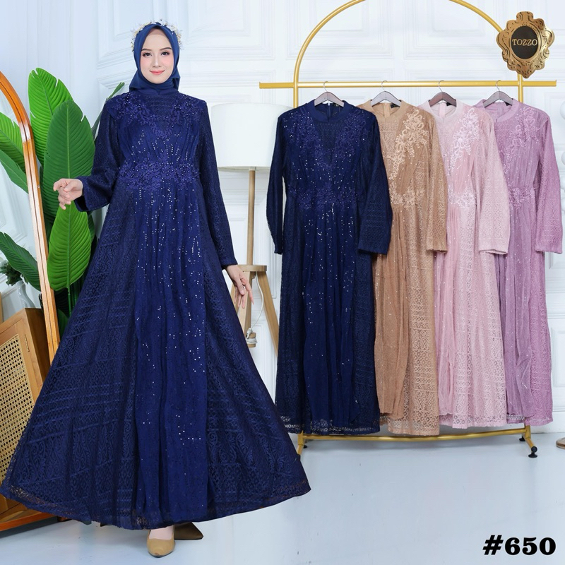 Gamis Brokat Premium Jumbo Busui Gaun Pesta Muslimah Grosir by Tozzo 625
