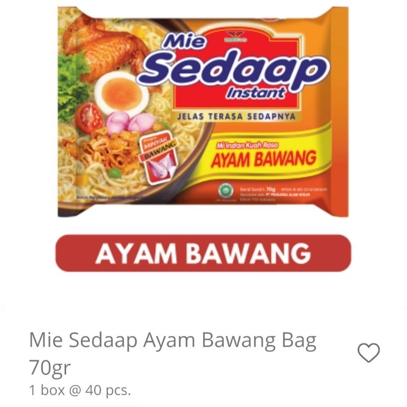 

MI SEDAP KUAH AYAM BAWANG ISI 40 PER KARTON
