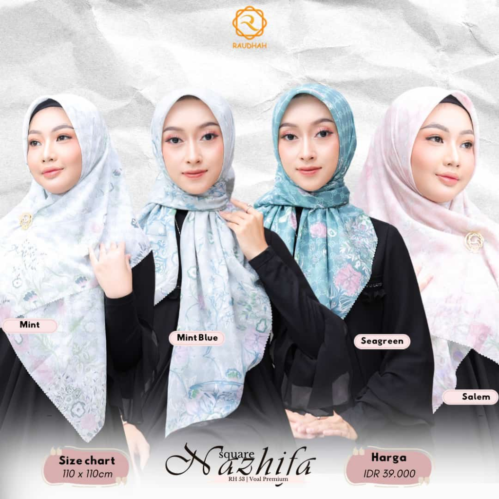 Hijab Voal Motif Segiempat Syari Premium Zyza By Raudhah Ori