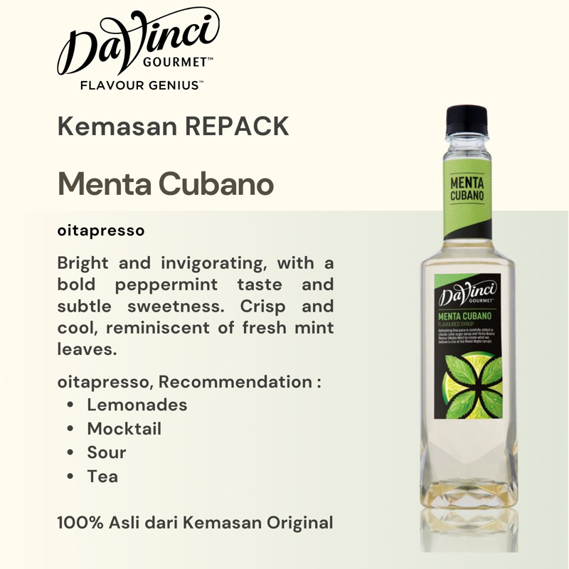 

REPACK - Davinci Menta Cubano Syrup [30, 50, 100] g