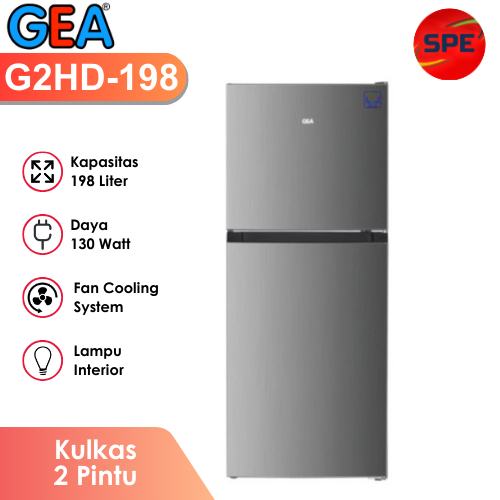 KULKAS 2 PINTU GEA KAPASITAS 198 LITER G2HD-198 / G2HD198 GARANSI RESMI (MEDAN)