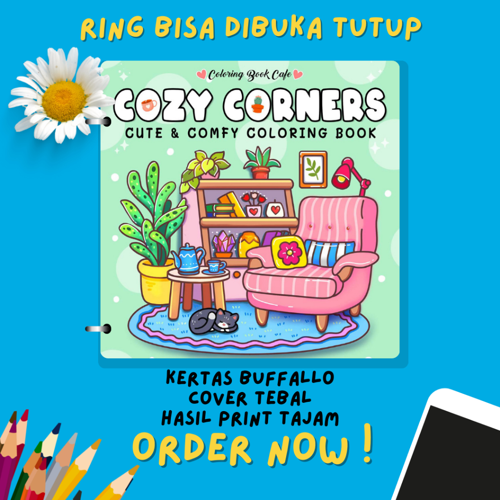 

UNOFFICIAL!! Buku Mewarnai - Cozy Corners Coloring Book untuk anak dan dewasa 53 halaman