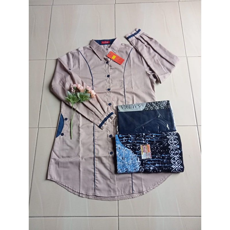 STELAN TUNIK AL MYA KERUDUNG SARUNG BAJU ATASAN KAMEJA WANITA