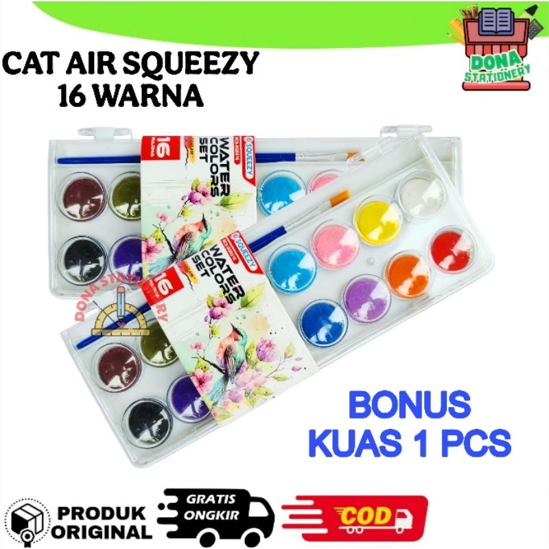

CAT AIR SQUEEZY 16 WARNA | WATER COLORS SET 16 SQUEEZY