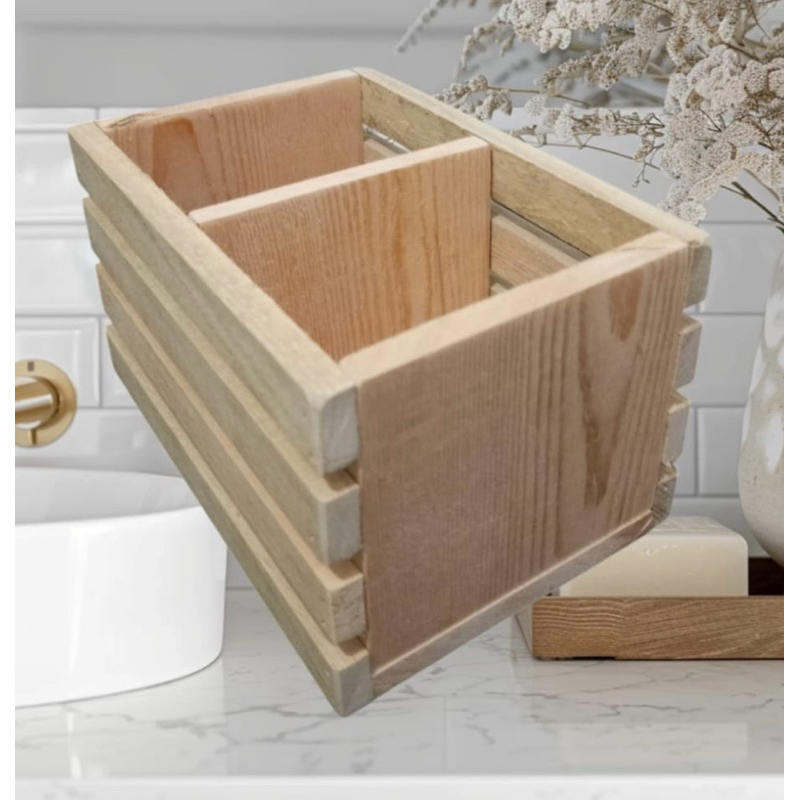 rak kayu tempat sendok & garpu tempat kosmetik  rak kamar mandi  rak alat tulis kantor  kotak kayu p