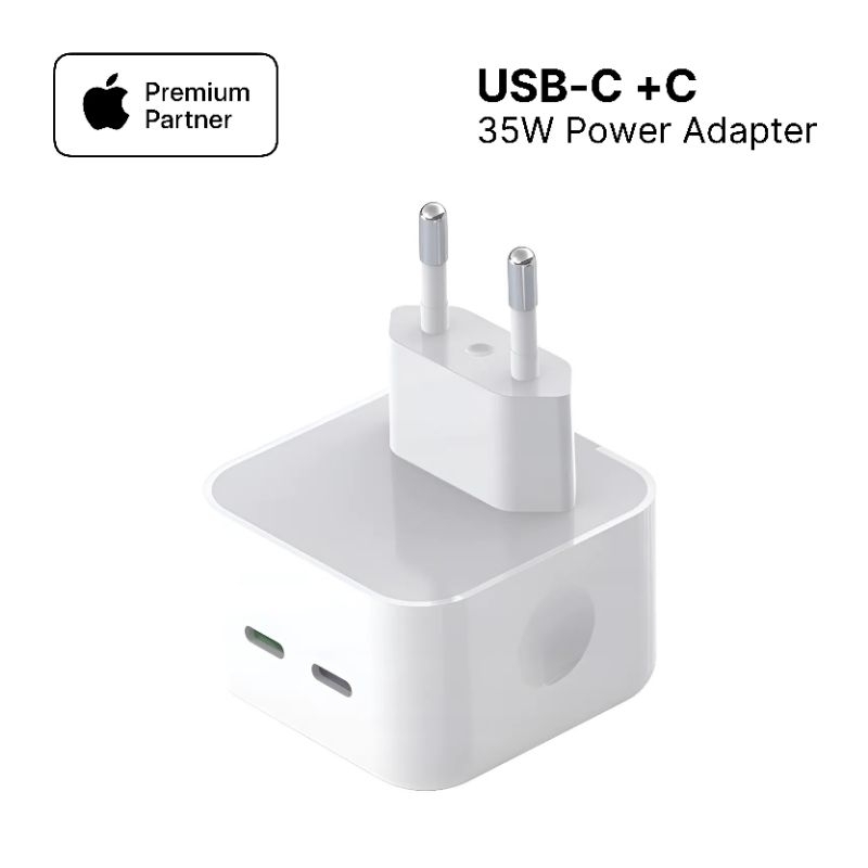 35W DUAL USB-C Power Adapter Charge iPhone Garansi Resmi TAM 2 Tahun Original 100% iP 15 14 13 12 11
