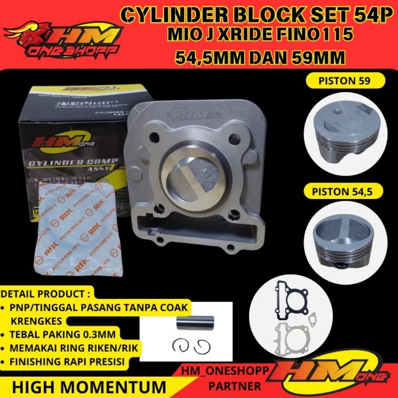 Blok Seher Bore Up Mio J Xride Spek 54.5 & 59 Fulset Fino Fi 115 Soul Fi 115