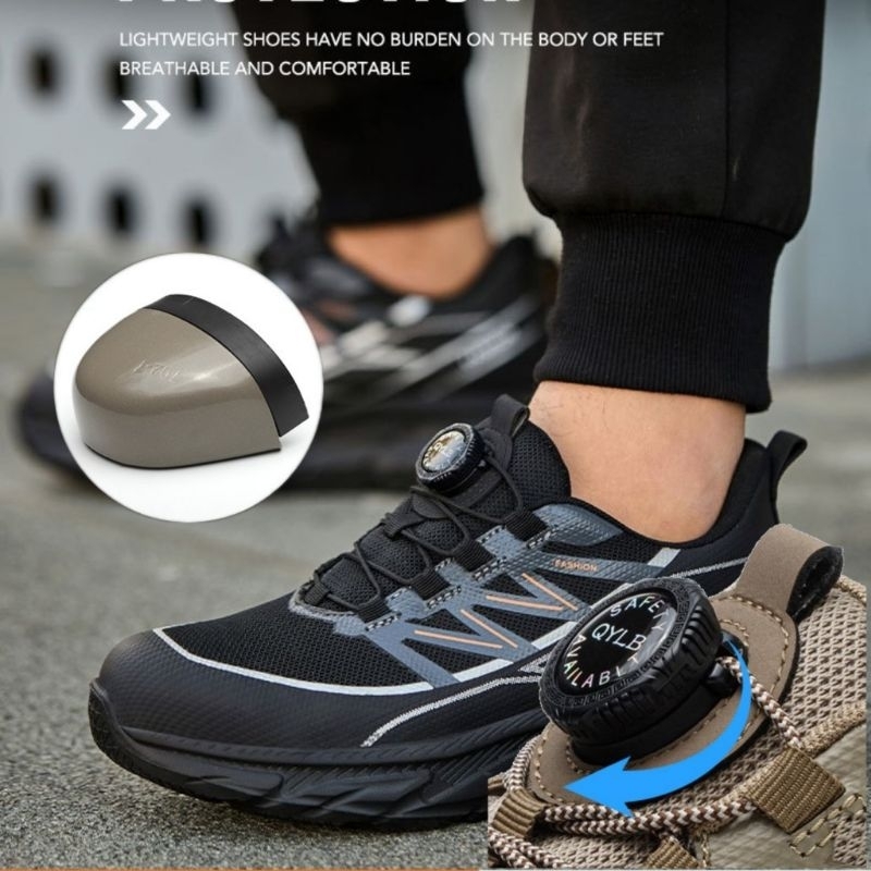 SEPATU SAFETY TALI PUTAR super ringan anti smash sporty