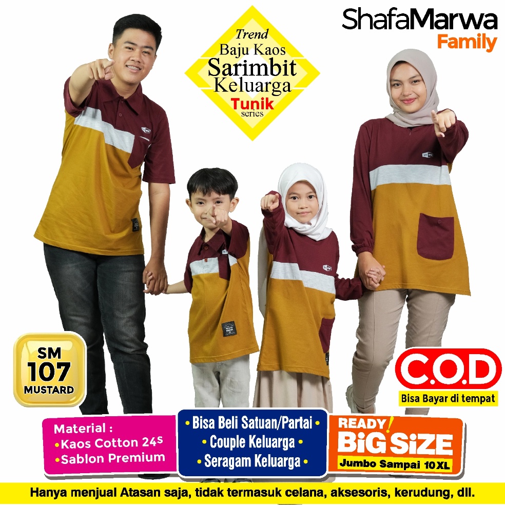 KODE Q39B SHAFA MARWAH Kaos Sarimbit Keluarga Original  Baju Couple Atasan Tunik Family Set SM17 Mus