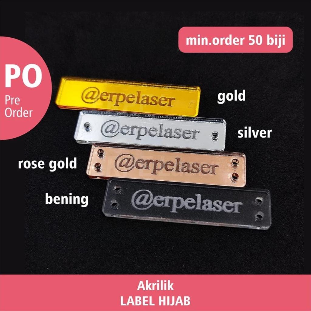 

LABEL HIJAB Produk Akrilik Mirror Emas, Rose Gold, Silver