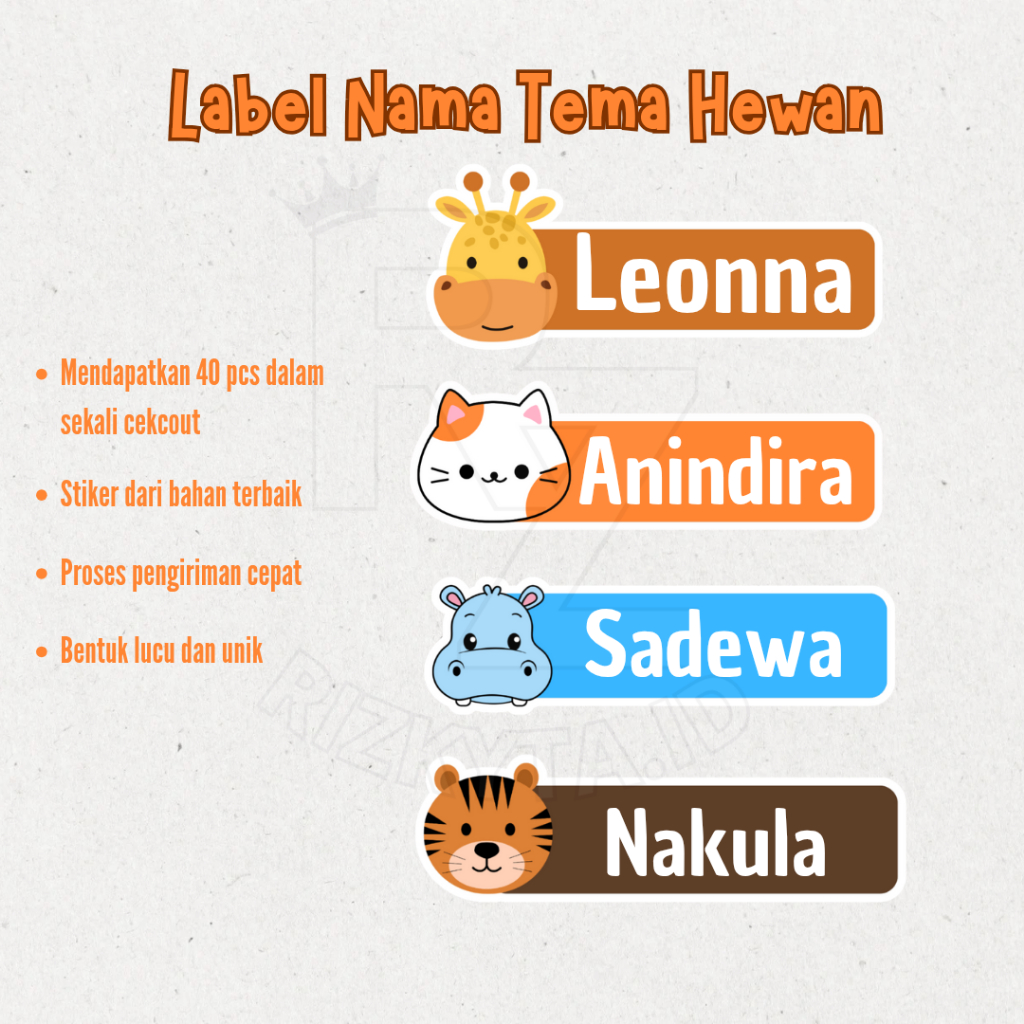 

Stiker Nama Buku Cute – Desain Animal Head, Anti Air, Tahan Lama, 45 pcs, Cocok untuk Anak & Sekolah!