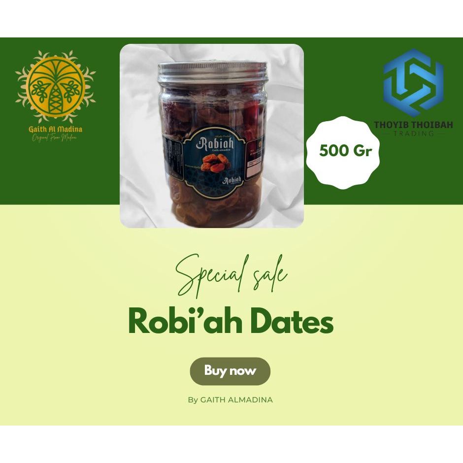 

Kurma Rabeah 500 gr Gaith Almadina Premium High Quality Asli Madina